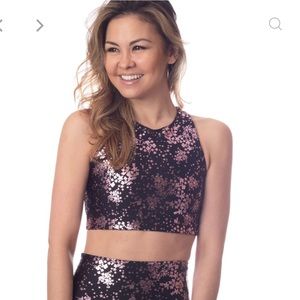 Emily Hsu Petite Fleur Foil crop top